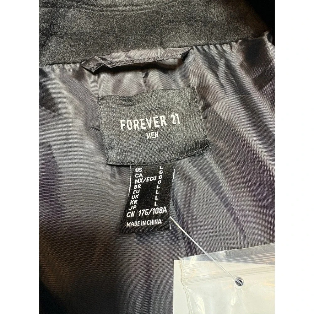 Mens Peacoat Jacket Large Black Double Breasted New With Tags Forever 21‎